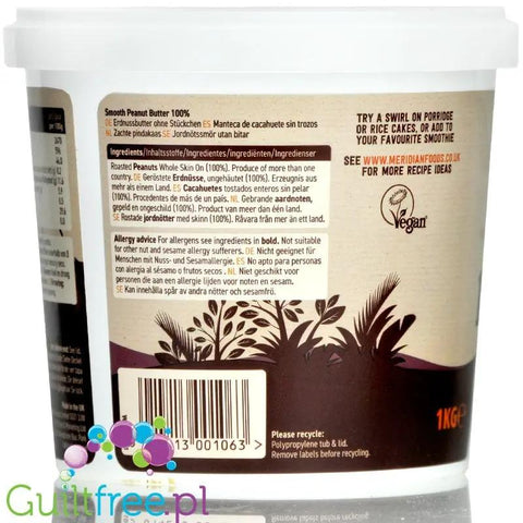 Meridian XL 1KG czyste Masło Orzechowe Smooth bez cukru i soli by Meridian (meridian-xl-1kg-czyste-maslo-orzechowe-smooth-bez-cukru-i-soli)