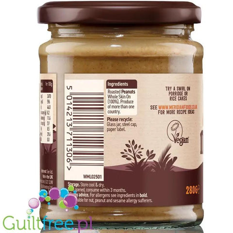 Meridian Peanut Smooth - czyste masło orzechowe 100%, gładkie, bez cukru i soli by Meridian (meridian-peanut-smooth-czyste-maslo-orzechowe-100-gladkie-bez-cukru-i-soli)