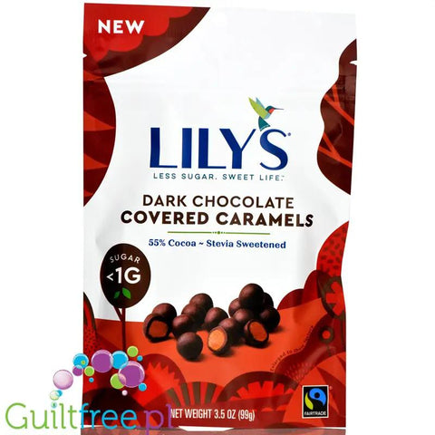 Lily's Sweets Dark Chocolate Caramels - kuleczki karmelowe bez cukru w ciemnej czekoladzie ze stewią by Lily's Sweets (lily-s-sweets-covered-caramels-dark-chocolate)