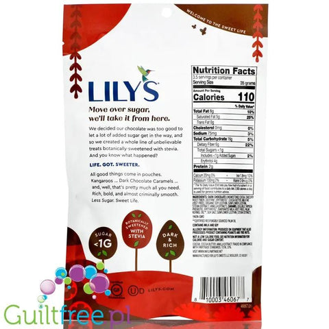 Lily's Sweets Dark Chocolate Caramels - kuleczki karmelowe bez cukru w ciemnej czekoladzie ze stewią by Lily's Sweets (lily-s-sweets-covered-caramels-dark-chocolate)