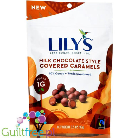 Lily's Sweets Milk Chocolate Caramels - chrupki karmelowe bez cukru w mlecznej czekoladzie ze stewią by Lily's Sweets (lily-s-sweets-covered-caramels-milk-chocolate)