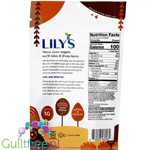 Lily's Sweets Milk Chocolate Caramels - chrupki karmelowe bez cukru w mlecznej czekoladzie ze stewią by Lily's Sweets (lily-s-sweets-covered-caramels-milk-chocolate)