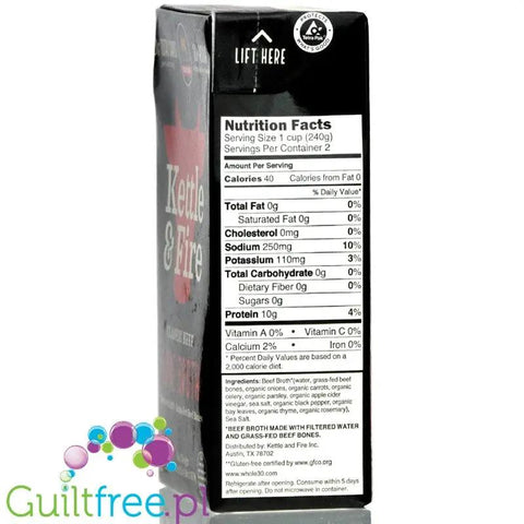 Kettle & Fire Bone Broth, Classic Beef - organiczny bulion, gotowy wywar wołowy by Kettle & Fire (kettle-and-fire-bone-broth-classic-beef-169-oz)