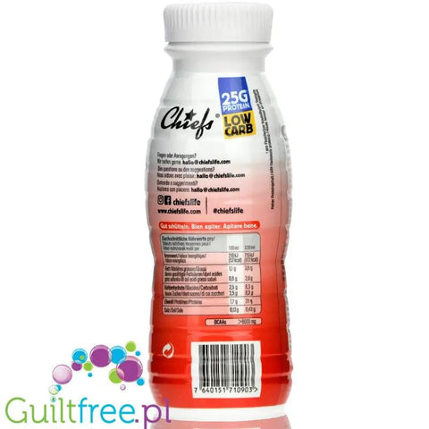 Chiefs Milk Protein Shake Strawberry- truskawkowy shake proteinowy RTD bez laktozy, 25g białka 170kcal by Chiefs (chiefs-milk-protein-shake-strawberry)
