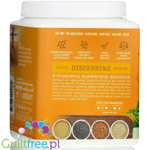Sunwarrior Protein Classic Plus, Natural 0,37KG - organiczna wegańska odżywka białkowa bez słodzików by Sunwarrior (sunwarrior-classic-plus-protein-natural-375g)