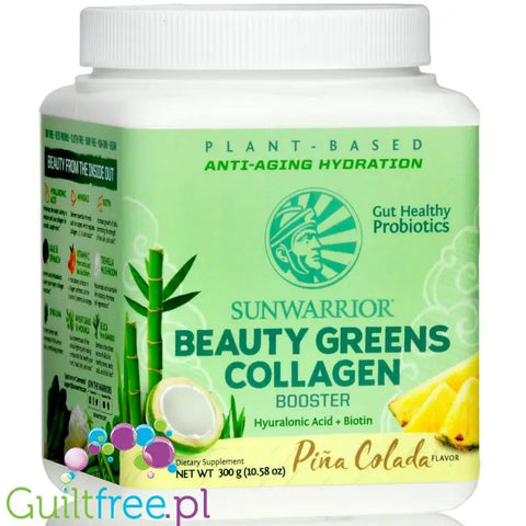 Sunwarrior Beauty Greens Collagen Booster Pina Colada - wegańska formuła stymulująca by Sunwarrior (sunwarrior-beauty-greens-collagen-booster-pina-colada-300g)