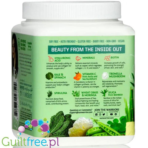 Sunwarrior Beauty Greens Collagen Booster Pina Colada - wegańska formuła stymulująca by Sunwarrior (sunwarrior-beauty-greens-collagen-booster-pina-colada-300g)