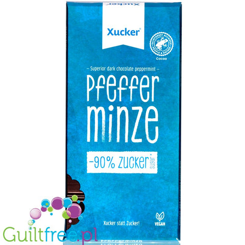 Xucker Pfeffer Minze - wegańska ciemna czekolada 75% z miętą pieprzową słodzona tylko ksylitolem by Xucker (xucker-pfeffer-minze-weganska-ciemna-czekolada-z-mieta-ksylitolem)