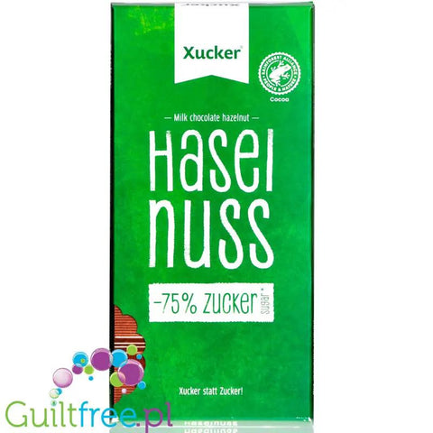 Xucker Hazelnut - mleczna czekolada bez cukru z orzechami laskowymi słodzona tylko fińskim ksylitolem by Xucker (xucker-hazelnut-mleczna-czekolada-bez-cukru-z-orzechami-laskowymi-slodzona-tylko-finskim-ksylitolem)