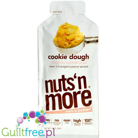 Nuts 'N More Cookie Dough - masło orzechowe z WPI i ksylitolem, tubka squeeze pack by Nuts'n more (nuts-n-more-cookie-dough-maslo-orzechowe-z-wpi-i-ksylitolem-tubka-squeeze-pack)