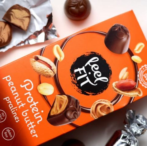 FeelFIT Protein Peanut Butter Pralines - praliny proteinowe bez dodatku cukru w mlecznej czekoladzie z masłem orzechowym by Feel Fit (feelfit-protein-peanut-butter-pralines-praliny-proteinowe-bez-dodatku-cukru-w-mlecznej-czekoladzie-z-maslem-orzechowym)