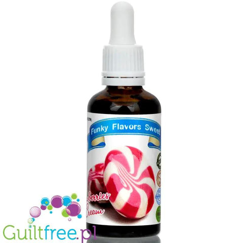 Funky Flavors Sweet Strawberries & Cream - kropelki smakowe bez cukru i kalorii, aromat Truskawki w Śmietanie by Funky Flavors (funky-flavors-sweet-strawberries-cream-slodzony-aromat-bez-cukru-tluszczu-i-kcal)