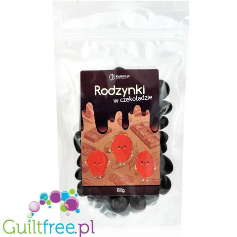 Krukam rodzynki w czekoladzie 60% bez dodatku cukru słodzonej erytrolem by KruKam (krukam-rodzynki-w-czekoladzie-bez-dodatku-cukru-150g)