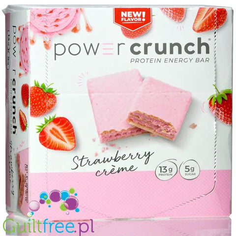 Power Crunch Strawberry Creme BOX x 12 - wafelek proteinowy z kremem (Truskawka & Śmietanka) by Power Crunch (power-crunch-strawberry-creme-box-x-12-wafelek-proteinowy-z-kremem-truskawka-smietanka)