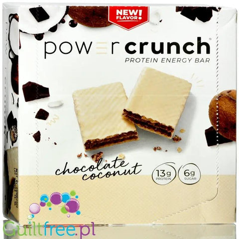 Power Crunch Chocolate Coconut BOX x 12 - wafelek proteinowy z kremem (Czekolada & Kokos) by Power Crunch (power-crunch-chocolate-coconut-box-x-12-wafelek-proteinowy-z-kremem-czekolada-kokos)