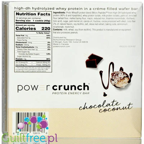 Power Crunch Chocolate Coconut BOX x 12 - wafelek proteinowy z kremem (Czekolada & Kokos) by Power Crunch (power-crunch-chocolate-coconut-box-x-12-wafelek-proteinowy-z-kremem-czekolada-kokos)