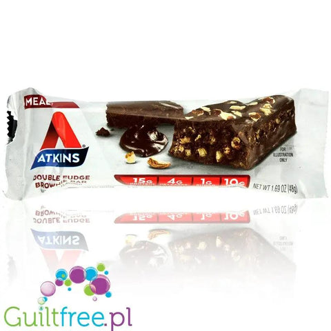 Atkins Meal Double Fudge Brownie - niskocukrowy baton 1g cukru, pudełko x 5 batonów by Atkins (atkins-meal-double-fudge-brownie-niskocukrowy-baton-1g-cukru-pudelko-x-5-batonow)