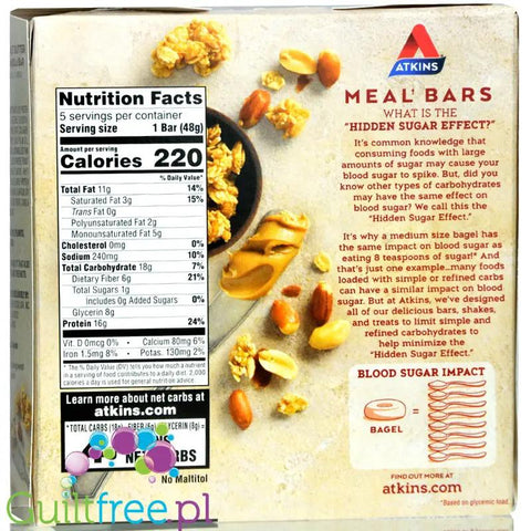 Atkins Meal Peanut Butter Granola baton białkowy bez maltitolu, pudełko x 5 batonów by Atkins (atkins-meal-peanut-butter-granola-baton-bialkowy-bez-maltitolu-pudelko-x-5-batonow)
