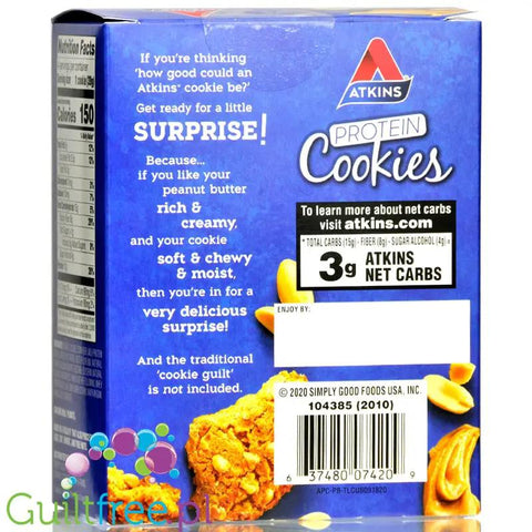 Atkins Snack Protein Cookie, Peanut Butter - keto ciastka z masłem orzechowym pudełko x 4szt by Atkins (atkins-snack-protein-cookie-peanut-butter-niskoweglowodanowe-ciastka-proteinowe-pudelko-x-4szt)