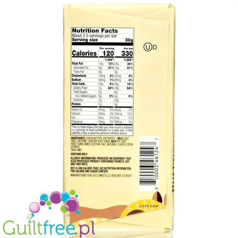 Lily's Sweets White Chocolate - keto biała czekolada bez cukru ze stewią i erytrolem by Lily's Sweets (lily-s-sweets-no-sugar-added-white-chocolate-style-bars-original-biala-czekolada-bez-cukru-ze-stewia)