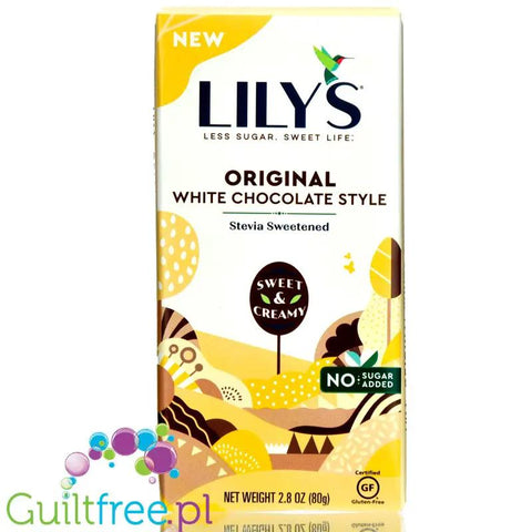 Lily's Sweets White Chocolate - keto biała czekolada bez cukru ze stewią i erytrolem by Lily's Sweets (lily-s-sweets-no-sugar-added-white-chocolate-style-bars-original-biala-czekolada-bez-cukru-ze-stewia)