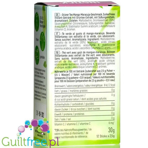 InStick Green Tea Mango & Passionfruit - saszetka smakowa instant do napoi bez cukru, Zielona Herbata, 12 saszetek na 0,5L by INSTICK (instick-green-tea-mango-passionfruit-saszetka-smakowa-instant-do-napoi-bez-cukru-zielona-herbata-12-saszetek-na-0-5l)