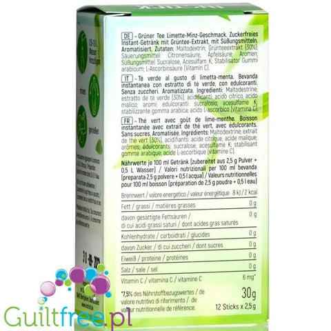 InStick Green Tea Lime & Mint - rozpuszczalna saszetka smakowa do napoi bez cukru, Zielona Herbata & Mięta, 12 saszetek na 0,5L by INSTICK (instick-green-tea-lime-mint-rozpuszczalna-saszetka-smakowa-do-napoi-bez-cukru-zielona-herbata-mieta-12-saszetek-na-0-5l)
