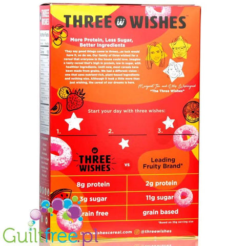 Three Wishes Grain Free Cereal, Fruity - niskowęglowodanowe płatki śniadaniowe bez glutenu, z monk fruit by Three Wishes Cereal (three-wishes-grain-free-cereal-fruity-keto-platki-sniadaniowe)