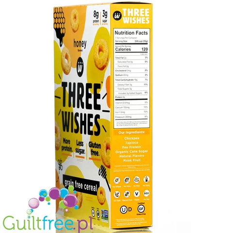 Three Wishes Grain Free Cereal, Honey - niskowęglowodanowe płatki śniadaniowe bez glutenu, z monk fruit by Three Wishes Cereal (three-wishes-grain-free-cereal-honey-niskoweglowodanowe-platki-sniadaniowe-bez-glutenu-z-monk-fruit)
