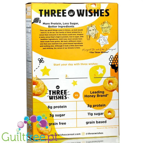 Three Wishes Grain Free Cereal, Honey - niskowęglowodanowe płatki śniadaniowe bez glutenu, z monk fruit by Three Wishes Cereal (three-wishes-grain-free-cereal-honey-niskoweglowodanowe-platki-sniadaniowe-bez-glutenu-z-monk-fruit)