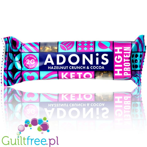 Adonis Keto Protein, Hazelnut Crunch & Cocoa - wegański keto baton proteinowy 178kcal by Adonis (adonis-keto-protein-hazelnut-crunch-cocoa-weganski-keto-baton-proteinowy-2g-cukru)