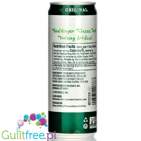 Reed's Zero Sugar Real Ginger Ale - naturalne piwo imbirowe zero kcal ze stewią by Reed's (reed-s-zero-sugar-real-ginger-ale-naturalne-piwo-imbirowe-zero-kcal-ze-stewia)