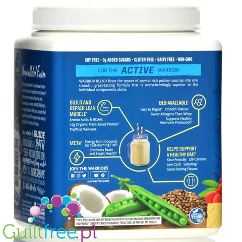 Sunwarrior Protein Warrior Blend, Vanilla 0,375kg - wegańska organiczna odżywka białkowa z goji i MCT by Sunwarrior (sunwarrior-protein-warrior-blend-vanilla-0375kg-weganska-organiczna-odzywka-bialkowa-z-goji-i-mct)