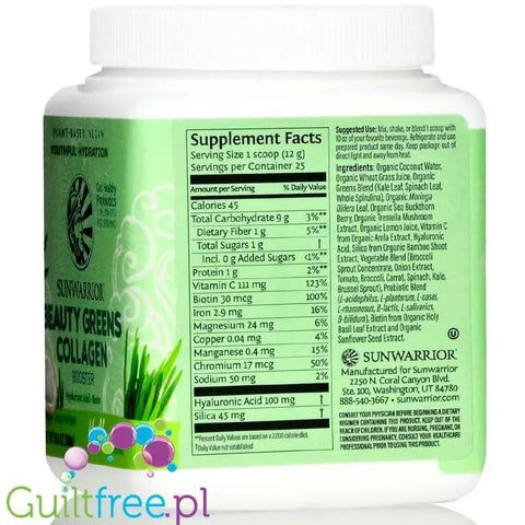 Sunwarrior Beauty Greens Collagen Booster Unflavored - wegańska formuła stymulująca wytwarzanie kolagenu by Sunwarrior (sunwarrior-beauty-greens-collagen-booster-unflavored-weganska-formula-stymulujaca)