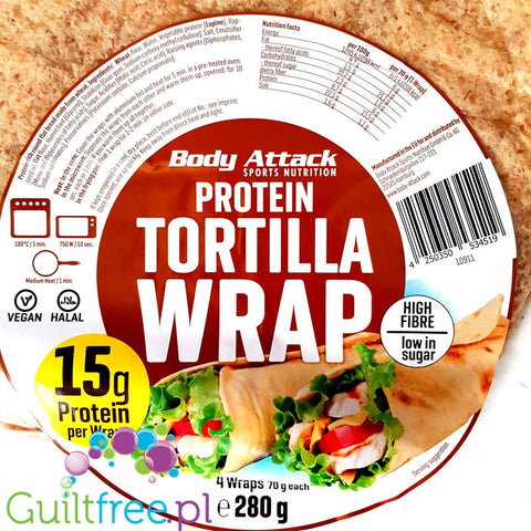 Body Attack Protein Tortilla Wraps - tortille 15g białka, 4 x 25cm by Body Attack (body-attack-protein-tortilla-wraps-tortille-15g-bialka-4-x-25cm)