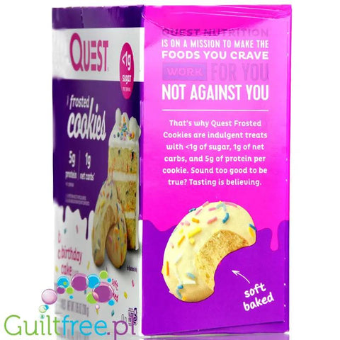 Quest Frosted Cookies, Birthday Cake - miękkie keto ciastka w polewie, BOX 8 SZT by Quest Nutrition (quest-frosted-cookies-birthday-cake-miekkie-keto-ciastka-w-polewie-box-8-szt)