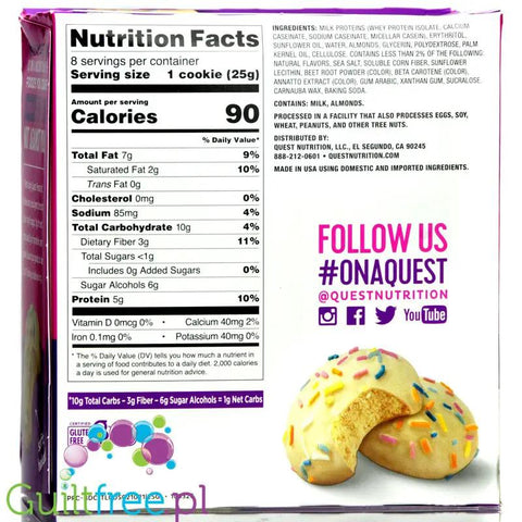 Quest Frosted Cookies, Birthday Cake - miękkie keto ciastka w polewie, BOX 8 SZT by Quest Nutrition (quest-frosted-cookies-birthday-cake-miekkie-keto-ciastka-w-polewie-box-8-szt)