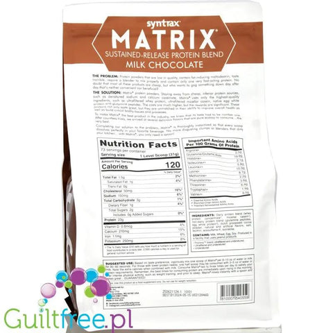 Syntrax Matrix 5.0 Milk Chocolate 2,27kg - odżywka antykataboliczna 3 frakcje białek by Syntrax (syntrax-matrix-50-milk-chocolate-227kg-odzywka-3-frakcje-bialek)