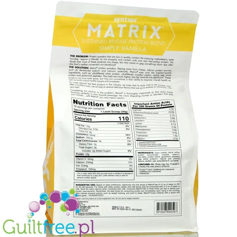 Syntrax Matrix 5.0 Simple Vanilla 2,27kg - odżywka antykataboliczna 3 frakcje białek by Syntrax (syntrax-matrix-50-vanilla-227kg-odzywka-3-frakcje-bialek)