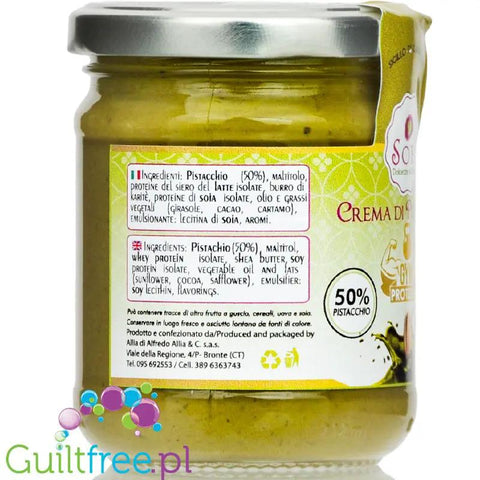 SoFi Gym Proteica Crema di Pistacchio - sycylijski krem pistacjowy bez cukru i maltitolu, 50% pistacji z białkiem WPI by SoFi (sofi-gym-proteica-crema-di-pistacchio-sycylijski-krem-pistacjowy-z-bialkiem-wpi)