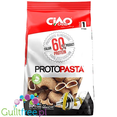 Ciao Carb ProtoPasta, Pipe Rigate - makaron akaron proteinowy 60% białka Muszle by Ciao Carb (ciao-carb-protopasta-pipe-rigate-makaron-akaron-proteinowy-60-bialka-muszle)