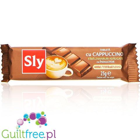 Sly Nutritia Milk Chocolate Cappuccino 118kcal - mleczna czekoladka o smaku kawowym bez dodatku cukru by Sly Nutritia (sly-nutritia-milk-chocolate-cappuccino-118kcal-mleczna-czekoladka-z-masa-kawowa-bez-dodatku-cukru)