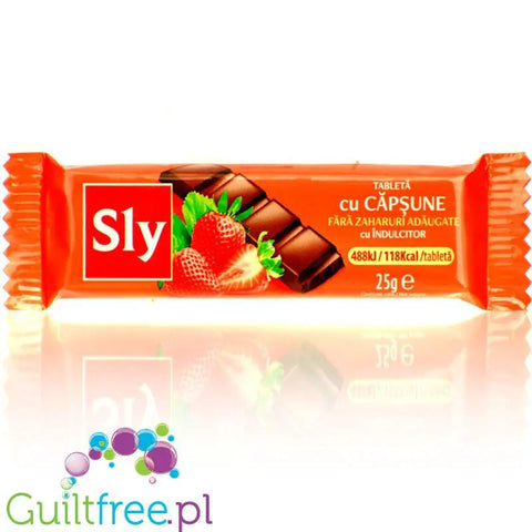 Sly Nutritia Milk Chocolate Strawberry 120kcal - mleczna czekoladka truskawkowa bez dodatku cukru by Sly Nutritia (sly-nutritia-milk-chocolate-strawberry-120kcal-mleczna-czekoladka-z-masa-truskawkowa-bez-dodatku-cukru)