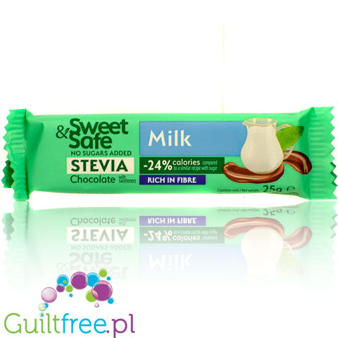 Sweet & Safe Stevia Milk Chocolate - batonik z mlecznej czekolady 24% mniej kalorii by Sweet&Safe (sweet-safe-stevia-milk-chocolate-batonik-z-mlecznej-czekolady-24-mniej-kalorii)