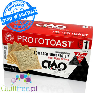 Ciao Carb Stage 1, High Protein ProtoToast - chrupkie tosty proteinowe 44g białka & 24g błonnika by Ciao Carb (prototosty-tosty-proteinowe-44g-bialka-28g-blonnik)