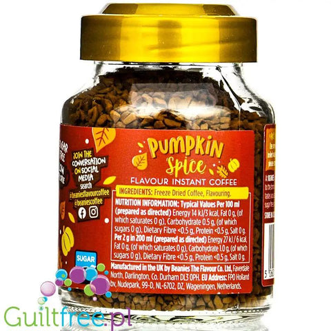 Beanies Pumpkin Spice - liofilizowana, aromatyzowana kawa instant 2kcal by Beanies Flavour Coffee (beanies-pumpkin-spice-liofilizowana-aromatyzowana-kawa-instant-2kcal)