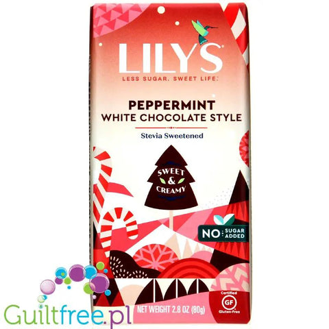 Lily's Sweets White Chocolate Peppermint - miętowa biała czekolada bez cukru tylko ze stewią i erytrolem by Lily's Sweets (lily-s-sweets-white-chocolate-peppermint-bar-mietowa-biala-czekolada-bez-cukru-tylko-ze-stewia-i-erytrolem)