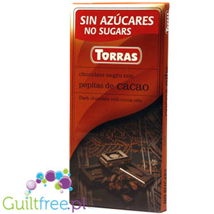 Torras Dark & Cocoa Nibs - ciemna czekolada z ziarnami kakaowca, bez cukru by Torras (torras-ciemna-czekolada-z-ziarnami-kakaowca-bez-cukru)