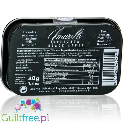 Amarelli Black Label - bezglutenowa włoska lukrecja 100%, bez cukru by Amarelli (amarelli-black-label-bezglutenowa-wloska-lukrecja-100-bez-cukru)