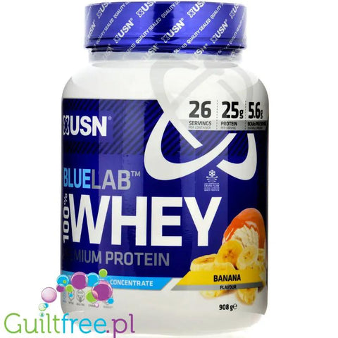 USN Blue Lab Whey Banana 0,9kg - odżywka białkowa WPI, WPC, WPH z Tolerase L by USN (Ultimate Sports Nutrition) (usn-blue-lab-whey-banana-09kg-odzywka-bialkowa-wpi-wpc-wph-z-tolerase-l)